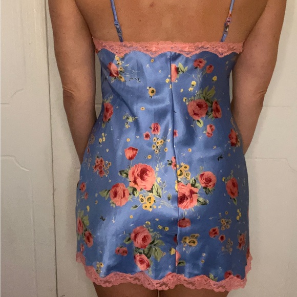 VINTAGE Victoria's Secret 90s Floral Chemise Slip Dress Y2K Lingerie Rose - Picture 12 of 13